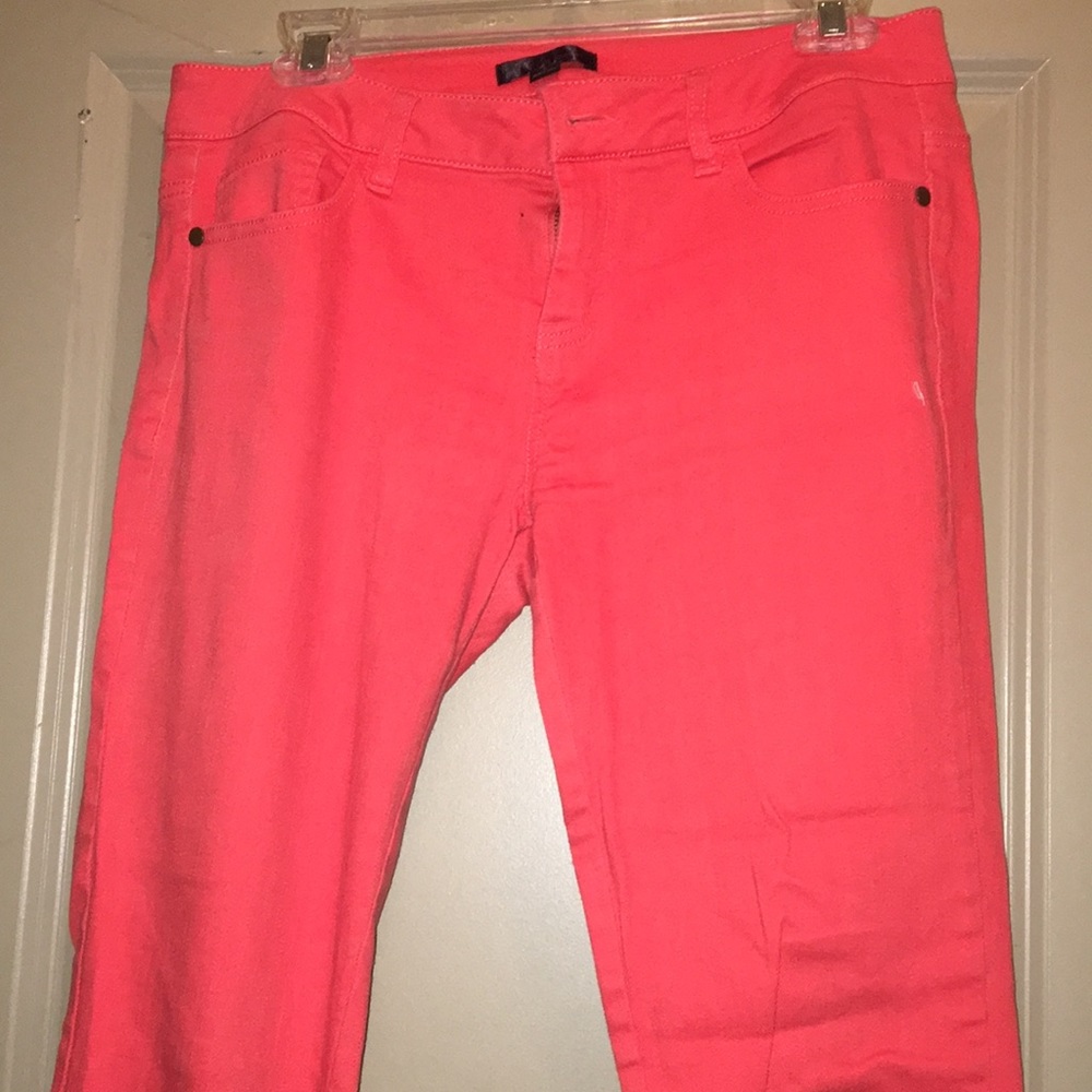 Fire Orange Cropped Skinny Jeans